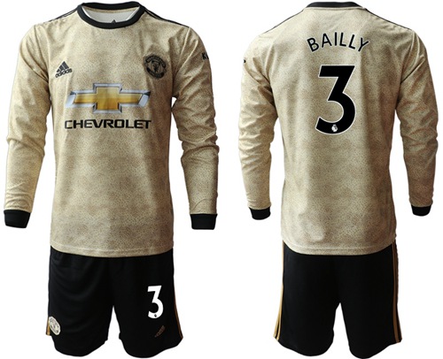 Manchester United #3 Bailly Away Long Sleeves Soccer Club Jersey